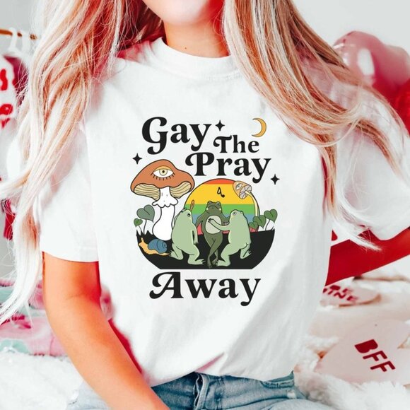 Tops - Gay The Pray Away Shirt, Gay Frog Shirt, Pride Month Shirt, LGBTQ Pride Shirt